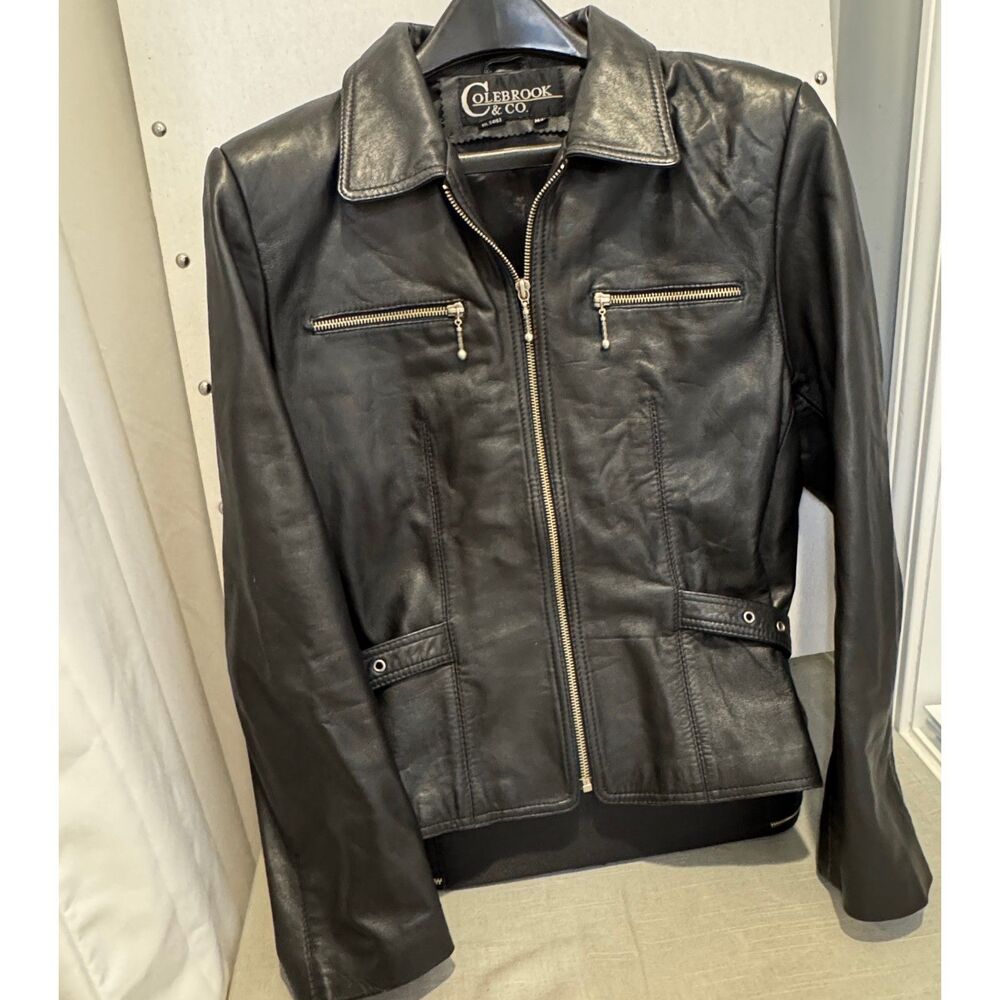 Vintage Colebrook & Co Leather Moto Jacket Women’s M Black Biker Coat